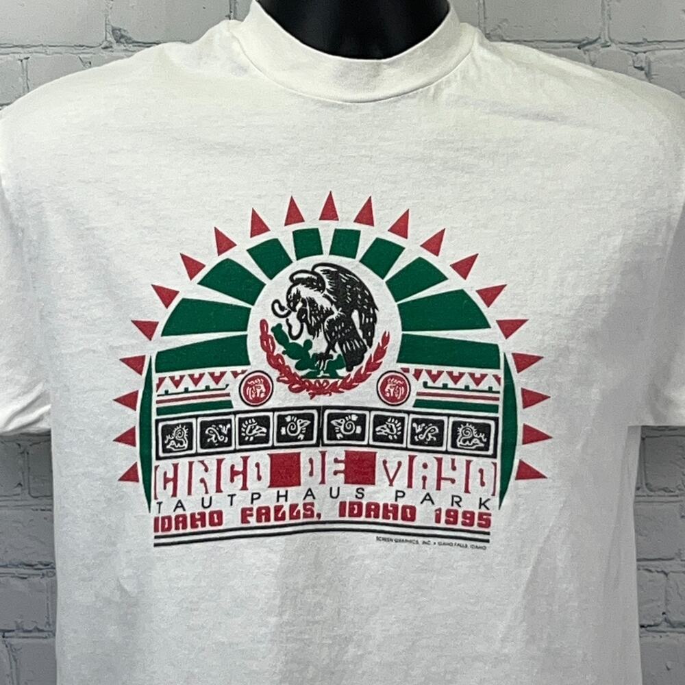 Vintage 90s Cinco De Mayo Idaho Falls T Shirt 1995 Made In USA White M Medium